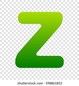 Letter Z sign design template element. Vector. Green gradient icon on transparent background.