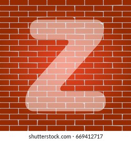 Letter Z sign design template element. Vector. Whitish icon on brick wall as background.