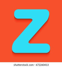 Letter Z sign design template element. Vector. Blue icon with soft shadow putted down on flamingo background.