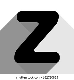 Letter Z sign design template element. Vector. Black icon with two flat gray shadows on white background.