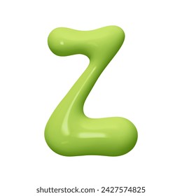 letter Z. letter sign green color. Realistic 3d design in cartoon liquid paint style. Isolated on white background. vector illustration