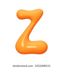 letter Z. letter sign orange soft color. Realistic 3d design in cartoon liquid paint style. Isolated on white background. vector illustration