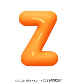 letter z. Z letter sign orange soft color. Realistic 3d design in cartoon balloon style. Isolated on white background. vector illustration