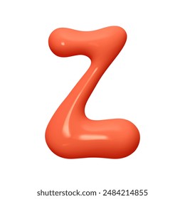 letter Z. letter sign red color. Realistic 3d design in cartoon liquid paint style. Isolated on white background. vector illustration