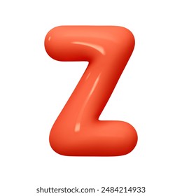 letter z. Z letter sign red color. Realistic 3d design in cartoon balloon style. Isolated on white background. vector illustration