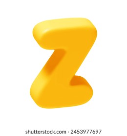 letter z. Z letter sign yellow color. Realistic 3d design in cartoon style. Isolated on white background. vector illustration