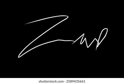 letter Z signature illustration. Handwritten initial letter and signature z logo.