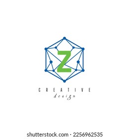 letter Z and IT simple Creative elegant hexagon hexagonal poligon logo Design