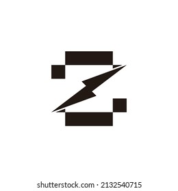 letter z simple geometric thunder bolt logo vector