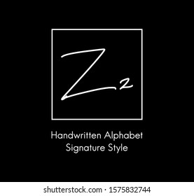 Letter Z Simple Handwritten Cursive Signature Alphabet