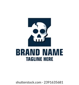 Letter Z Skull Logo Design Template Inspiration, Vector Illustration.