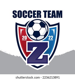 Logo-Designvorlage für die Letter Z-Fußballmannschaft, Fußballmannschaft oder Club, Fußball-Logo mit Schild