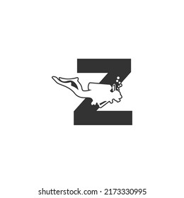 Letter Z and someone scuba, diving icon illustration template