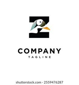 Letter Z Spectacled Eider Logo Icon Vector