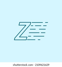 letter Z Speed Logo Design Element. line art logo in blue background.