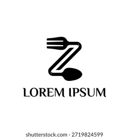 Letra Z con logotipo simple de cucharón y tenedor