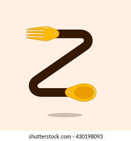 Letter Z with spoon and fork. Vector logo illustration for your identity or restaurant