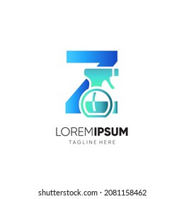 Letter Z Spray Bottle Logo Design Vector Icon Graphic Emblem Illustration Background Template