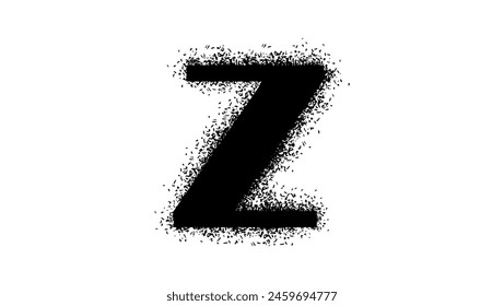 letter Z with Spray Paint Drips, black isolated silhouette