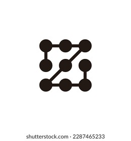 Letter Z square molecules, round geometric symbol simple logo vector