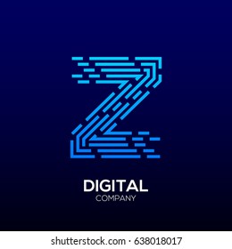 Letter Z with Square shape, Dots and Lines logotype,Fast Speed, Delivery, Digital and Technology for your Corporate identity