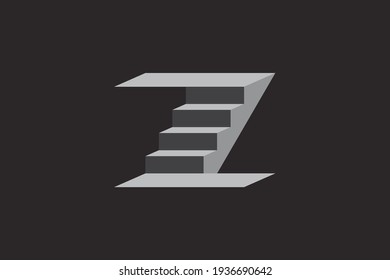 letter z stairs logo design vector