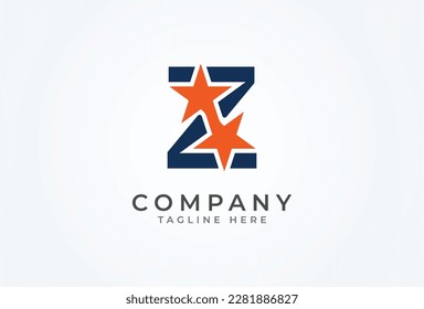 letter Z Star logo design, letter Z with Star combination flat design logo template usable for brand and company logos, vector illustration