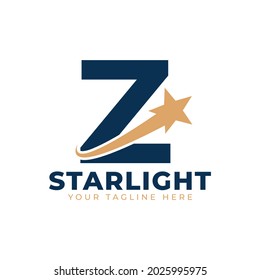 Letter Z with Star Swoosh Logo Design. Suitable for Start up, Logistic, Business Logo Template