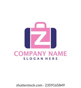 Letter Z with Suitcase logo design vector. Initial Z with Suitcase logo design template concept
