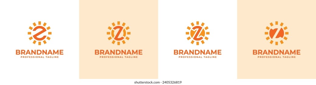 Conjunto de logotipos de letra Z Sun, adecuado para negocios relacionados con la energía solar con Z inicial