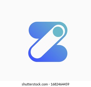 Buchstabe Z mit eingebautem Schalter. An- oder Aus-Position. Vektorillustration-Benutzerschnittstelle inklusive Switches. Starten Sie das Symbol für den Netzschalter.