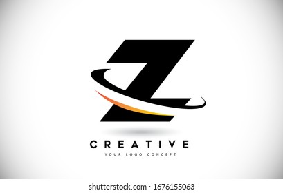 Letter Z Swoosh Logo With Creative Curved Swoosh Icon Vector Illustration.