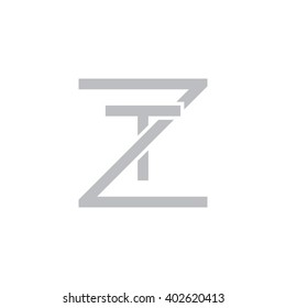 letter Z and T monogram square shape logo gray