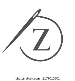 Letter Z Tailor Logo, Needle and Thread Logotype for Garment, Embroider, Textile, Fashion, Cloth, Fabric