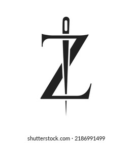 Logo von Letter Z Schneior, Nadel- und Thread-Kombination für Stickereien, Textilien, Mode, Kleidung, Stoffvorlage