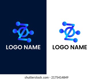 letter z with tech modern logo design template