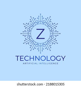 letter Z technology boundaries artificial intelligence initial vector logo design element