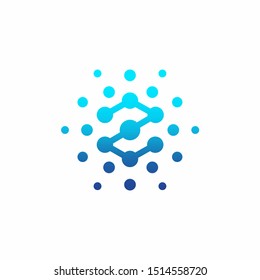 Letter Z Technology Dots Logo Design Vector Icon