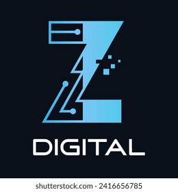 Plantilla de logotipo del vector de tecnología Letter z. Adecuado para tecnología, digital, web, enlaces, internet, medios, etc