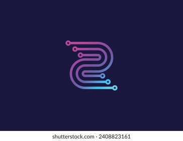 Letter Z Technology vector monogram logo design template. Letter Z molecule, Science and Bio technology Vector logo