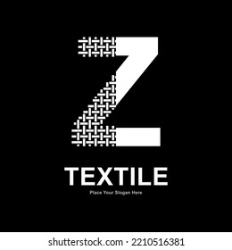 Letter Z Textilmuster und Nählogo, Vektordesign. Geeignet für Geschäfts-, Textil-, Erstname, Mode und Stricken