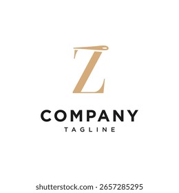 Letter Z Thread Needle Logo Icon vector