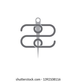 letter z thread needle symbol logo vector