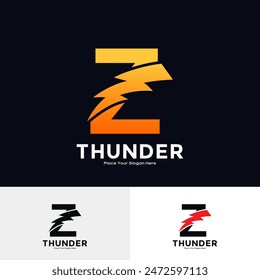 Letter Z Thunder Logo vector design. Suitable for business, initial Lightning Bolt, corporate, technology, and poster illustration symbol