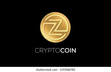 letter Z Token cryptocurrency golden  color coin on golden color letters, Digital online technology blockchain isolated creative letters icon, Vector illustration. Use for logos.