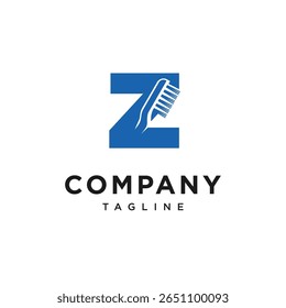 Letra Z escova de dentes ícone de logotipo vetor