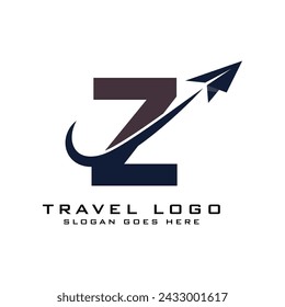 Letter Z Travel Logo icon Design with plane graphic element for travel agency logo design