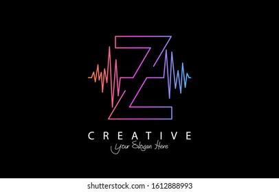 Letter Z Trendy Design Logo Concept. Creative Icon Logo with Sound Wave Vector Illustration.