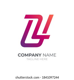 Letter Z and letter U monogram logo template with line concept