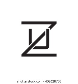 letter Z and U monogram square shape logo black